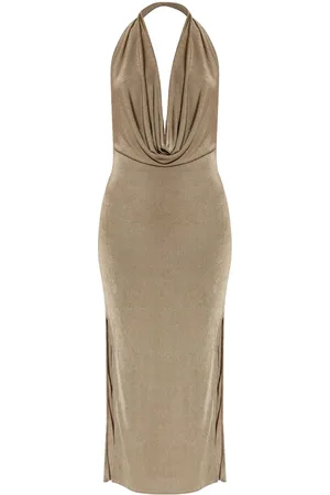 MISBHV Midikleid mit drapiertem Ausschnitt