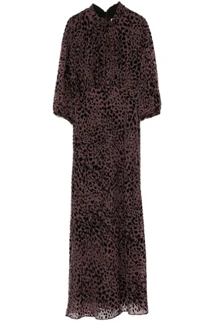 Bash Midikleid mit beflocktem Leoparden-Print