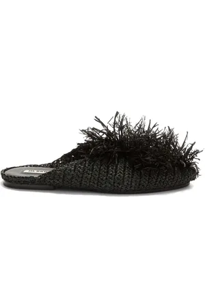 Jil Sander Slipper mit Strohverzierung