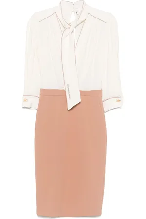 Elisabetta Franchi Georgette-Midikleid mit Paspeln
