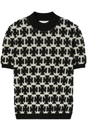 Tory Burch T Monogram T-Shirt mit Stehkragen