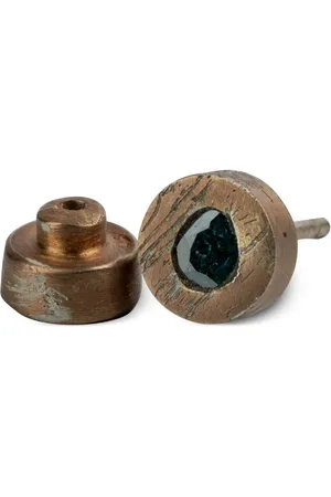 PARTS OF FOUR 18kt rotvergoldeter kleiner Sterlingsilber-Ohrstecker mit blauem Diamanten