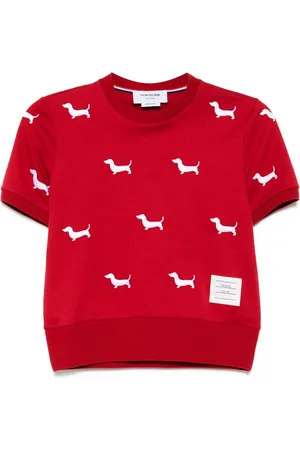 Thom Browne T-Shirt mit gerippten Bündchen