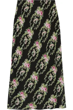 LOVESHACKFANCY Midirock mit Rosen-Intarsie