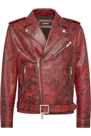 Dsquared2 Lederjacke mit Logo-Print