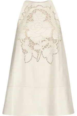 Oscar de la Renta Minikleid aus Leder mit Cut-Out