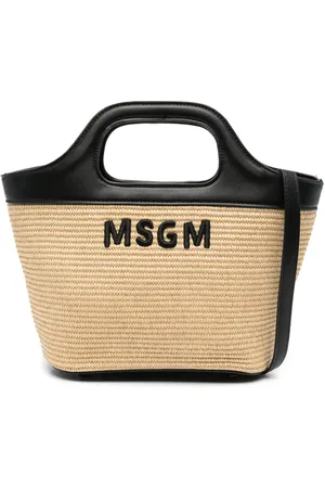 Msgm Tote Bag aus Raffiabast