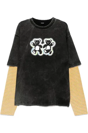We11 Done T-Shirt im Layering-Look mit Teddy