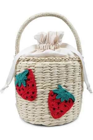 Stella McCartney Bestickte Beuteltasche aus Stroh