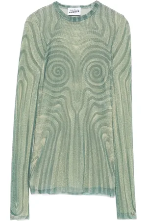 Jean Paul Gaultier Mesh-Oberteil mit Spiral-Print