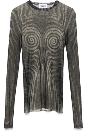 Jean Paul Gaultier Mesh-Oberteil mit Spiral-Print