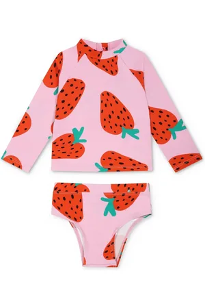 Stella McCartney Langärmeliger Bikini mit Erdbeer-Print