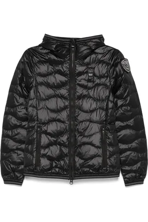 Blauer Gefütterte Jacke mit Logo-Patch