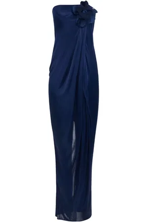 Elisabetta Franchi Satinkleid mit Blumenapplikation
