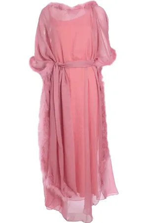 Baruni Maxikleid mit Federbesatz