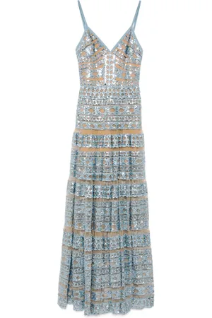 Elie saab Besticktes Maxikleid