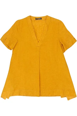 Loro Piana Leinenbluse mit V-Ausschnitt