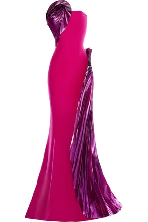 Gaby Charbachy Schulterfreies Abendkleid mit Fächerdetail
