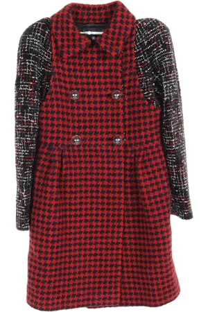 CHANEL 1986-1988 doppelreihiger Tweed-Mantel mit Hahnentrittmuster