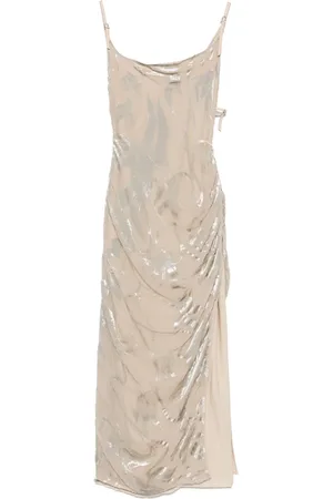 MUGLER Asymmetrisches Abendkleid aus Samt mit Blumen