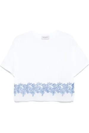 Ermanno Firenze T-Shirt mit Blumenspitze