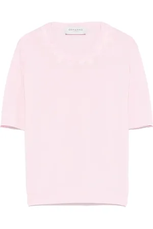 Ermanno Firenze T-Shirt mit Blumenstickerei