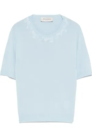 Ermanno Firenze T-Shirt mit Blumenstickerei