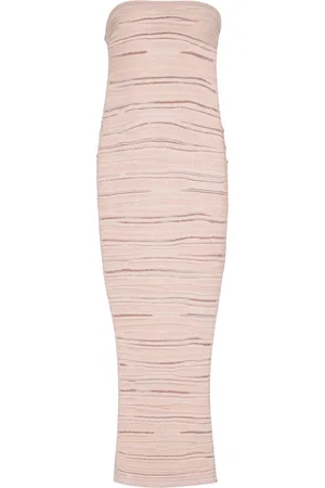 Balmain Schulterfreies Strick-Midikleid