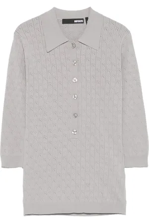 ROTATE Poloshirt aus Pointelle-Strick