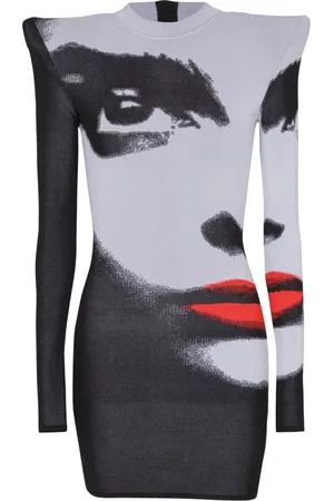 Balmain Minikleid mit Gesicht-Motiv