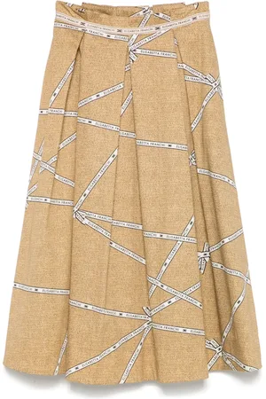 Elisabetta Franchi Midirock mit Raffiabast-Print