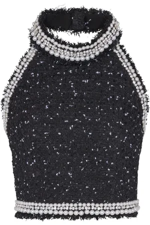 Balmain Neckholder-Top aus Tweed