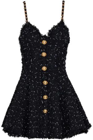 Balmain Tweed-Kleid mit Polka Dots