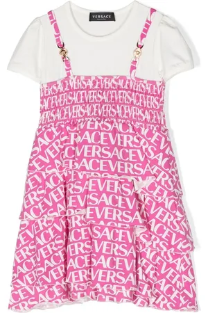 VERSACE Gerüschtes Kleid mit Logo-Print
