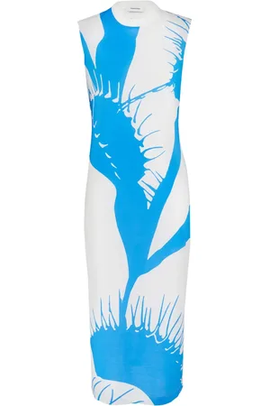 Salvatore Ferragamo Ärmelloses Midikleid mit Kaktus-Print