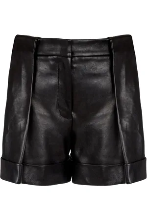 Balmain Shorts aus Leder mit Bundfalten