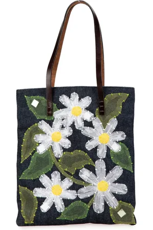 Fendi 2000-2010 Tote Bag aus Denim mit Blumenapplikation