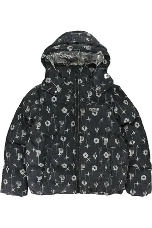 Purple Brand Wattierte Cordjacke mit Print