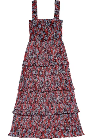 Ganni Midikleid mit Blumen-Print