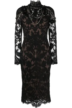 Marchesa Notte Midikleid mit Kristallen