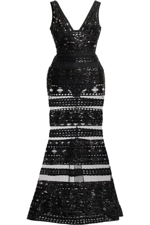 Elie saab Maxikleid aus Tüll mit Spitzenbesatz