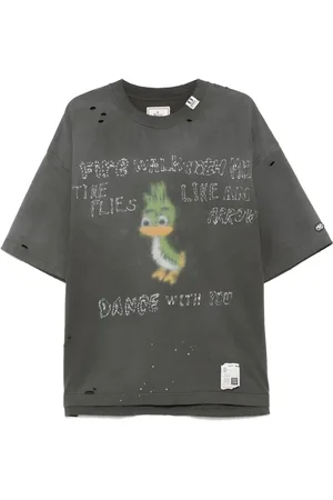 Maison Mihara Yasuhiro Distressed-T-Shirt mit Leon-Print