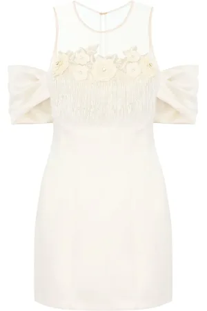 Elisabetta Franchi Minikleid aus Satin mit Blumenstickerei