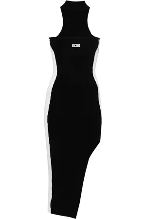 GCDS Geripptes Kleid mit Logo-Stickerei