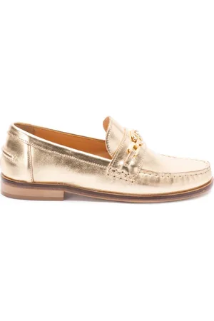 Twin-Set Loafer aus Metallic-Leder