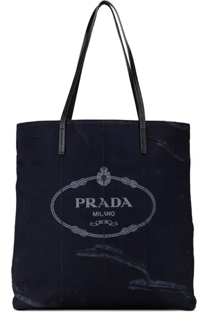Prada 2010-2024 Mistolino Vitello Tote Bag aus Denim mit Logo