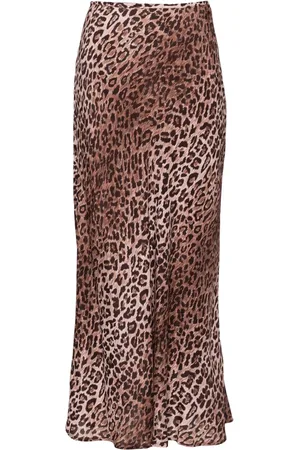 RIXO London Kelly Seiden-Midirock mit Leoparden-Print