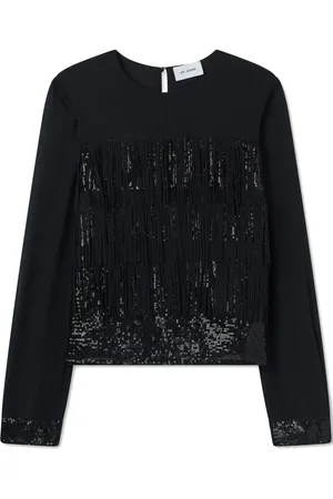ST. JOHN Paillettenbluse mit Fransen