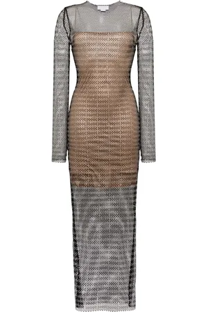GENNY Maxikleid aus Mesh mit Kristallen