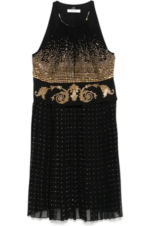 VERSACE Gestuftes Midikleid mit Nieten